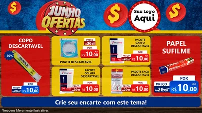 Modelo de TV para TV Horizontal com o tema Junho de Ofertas para Embalagens