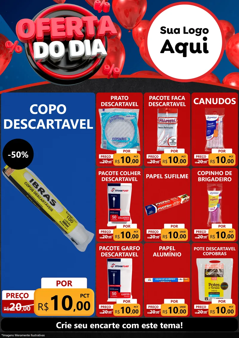 Modelo de Encarte para Encarte A4 Vertical com o tema Oferta do Dia para Embalagens