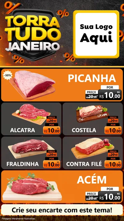 Modelo de TV para TV Vertical com o tema Torra Tudo Janeiro para Açougue