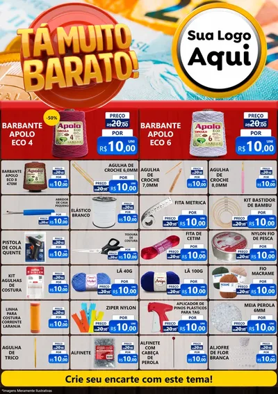 Modelo de Encarte para Encarte A4 Vertical com o tema Está Muito Barato para Armarinho e Aviamentos