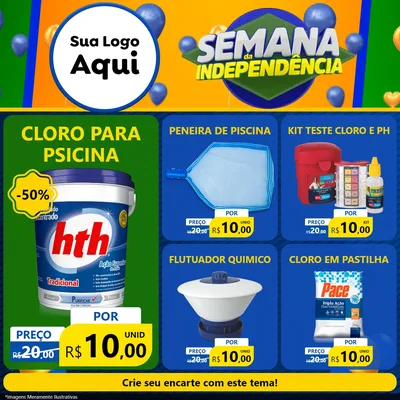 Modelo de Rede Social para Feed Facebook com o tema Semana da Independência para Produtos para Piscina