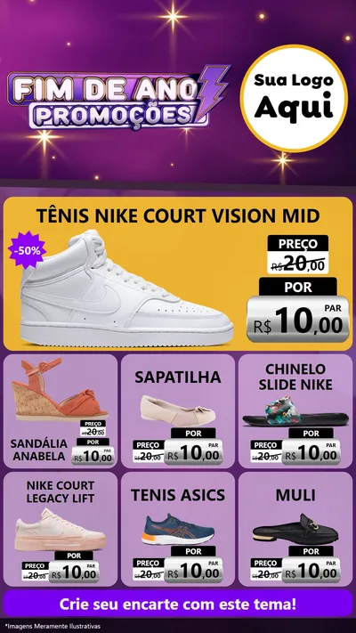 Modelo de Rede Social para Stories com o tema Fim de Ano Promoções para Calçados