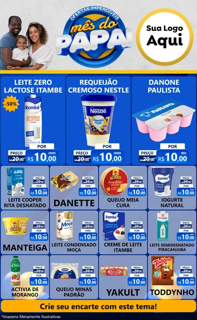 Modelo de Encarte para Encarte Grande com o tema Ofertas Imperdíveis Mês Do Papai para Frios e Laticínios
