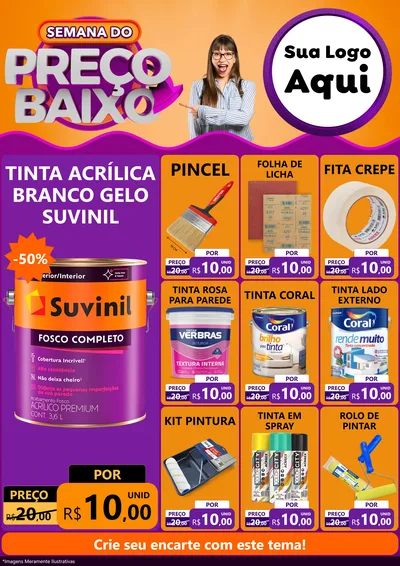 Modelo de Encarte para Encarte A4 Vertical com o tema Semana do Preço Baixo para Tintas e Ferramentas
