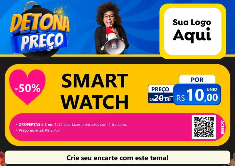 Modelo de Cartaz para Cartaz A4 Horizontal com o tema Detona Preços para Informática