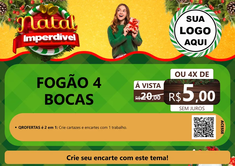 Modelo de Cartaz para Cartaz A4 Horizontal com o tema Natal Imperdível para Móveis e Eletro
