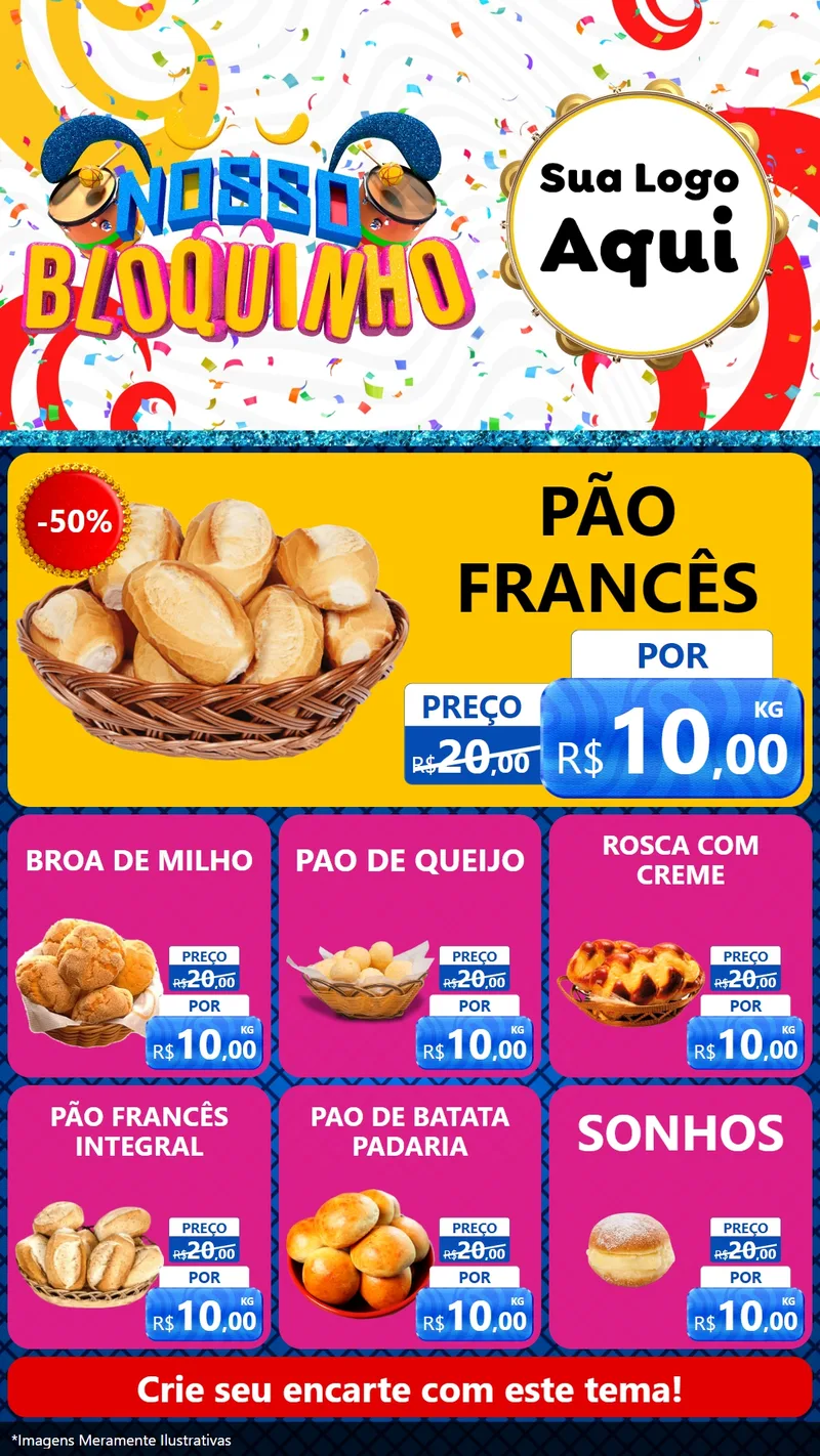 Modelo de Rede Social para Stories com o tema Nosso Bloquinho para Padaria