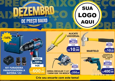 Modelo de Encarte para Encarte A4 Horizontal com o tema Dezembro de Preço Baixo para Maquinas e Ferramentas