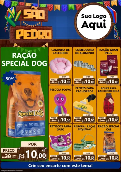 Modelo de Encarte para Encarte A4 Vertical com o tema São Pedro para Pet Shop