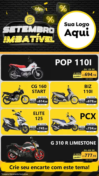 Modelo de TV para TV Vertical com o tema Setembro Imbatível para Concessionaria de Motos
