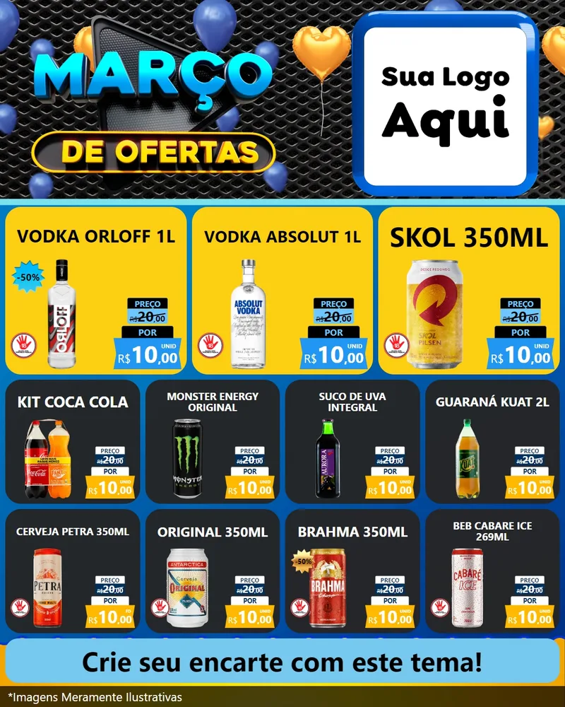 Modelo de Rede Social para Feed Instagram com o tema Março de Ofertas para Distribuidora de bebidas