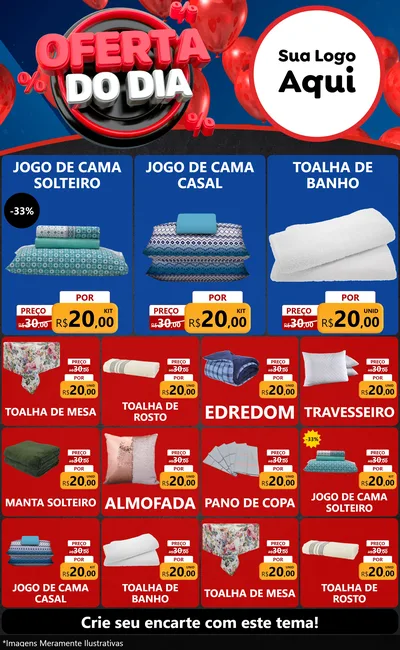 Modelo de Encarte para Encarte Grande com o tema Oferta do Dia para Cama, Mesa e Banho