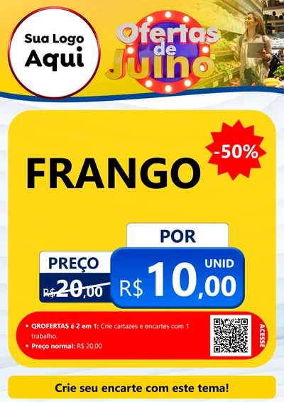Modelo de Cartaz para Cartaz A4 Vertical com o tema Ofertas de Julho para Assados