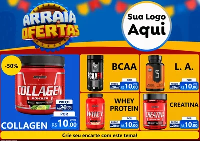Modelo de Encarte para Encarte A4 Horizontal com o tema Arraiá de Ofertas - Junina para Suplementos alimentares