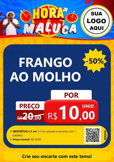Modelo de Cartaz para Cartaz A4 Vertical com o tema Hora Maluca para Restaurante