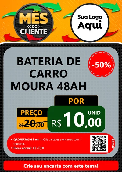 Modelo de Cartaz para Cartaz A4 Vertical com o tema Mês do Cliente para Baterias Elétricas