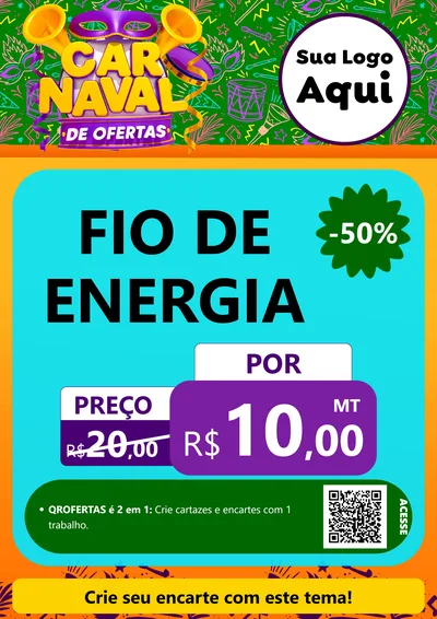 Modelo de Cartaz para Cartaz A4 Vertical com o tema Carnaval de Ofertas para Materiais Elétricos