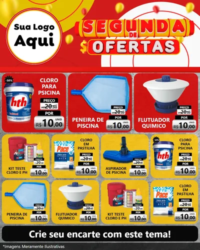 Modelo de Rede Social para Feed Instagram com o tema Segunda de Ofertas para Produtos para Piscina