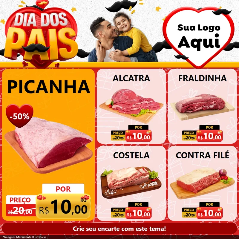 Modelo de Rede Social para Feed Facebook com o tema Dia dos Pais para Açougue