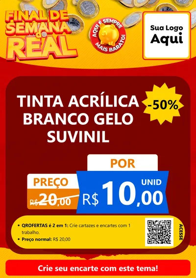 Modelo de Cartaz para Cartaz A4 Vertical com o tema Final de Semana do Real para Tintas e Ferramentas