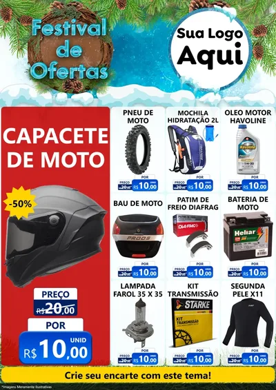 Modelo de Encarte para Encarte A4 Vertical com o tema Festival de Ofertas - Inverno para Moto peças