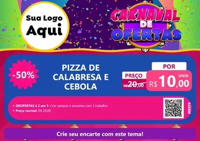 Modelo de Cartaz para Cartaz A4 Horizontal com o tema Carnaval de Ofertas para Pizzaria