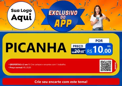 Modelo de Cartaz para Cartaz A4 Horizontal com o tema Exclusivo do Aplicativo para Açougue