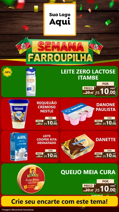Modelo de TV para TV Vertical com o tema Semana Farroupilha para Frios e Laticínios