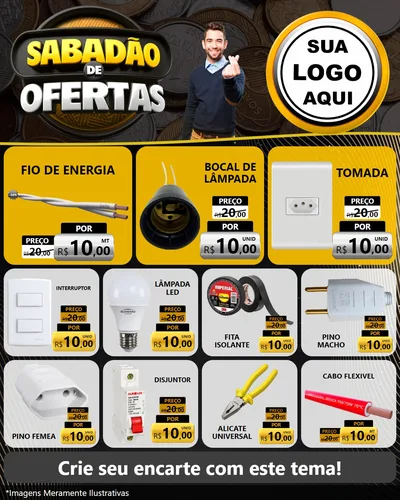 Modelo de Rede Social para Feed Instagram com o tema Sabadão de Ofertas para Materiais Elétricos