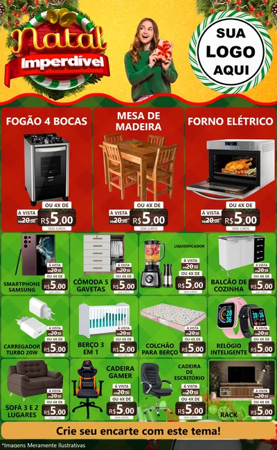 Modelo de Encarte para Encarte Grande com o tema Natal Imperdível para Móveis e Eletro