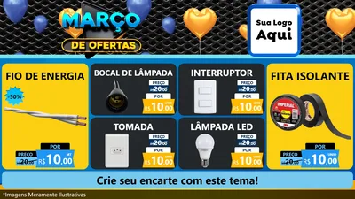 Modelo de TV para TV Horizontal com o tema Março de Ofertas para Materiais Elétricos