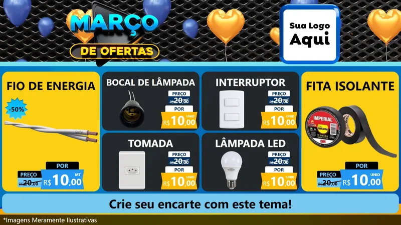 Modelo de TV para TV Horizontal com o tema Março de Ofertas para Materiais Elétricos