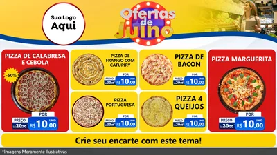 Modelo de TV para TV Horizontal com o tema Ofertas de Julho para Pizzaria