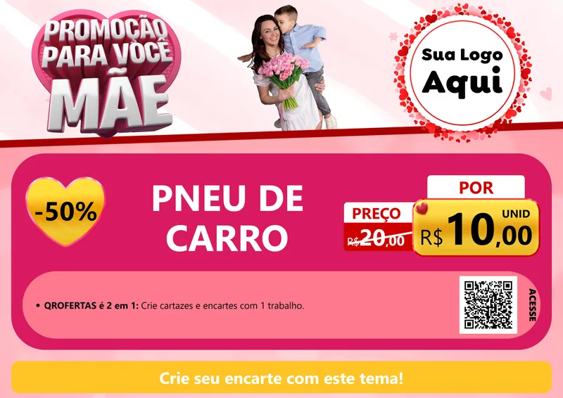 Modelo de Cartaz para Cartaz A4 Horizontal com o tema Promoção Para Você Mãe para Auto peças