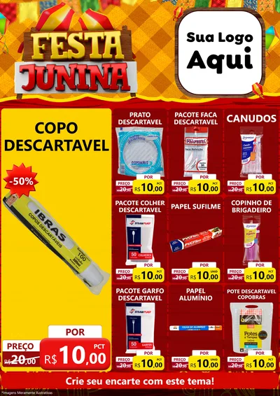Modelo de Encarte para Encarte A4 Vertical com o tema Festa Junina para Embalagens