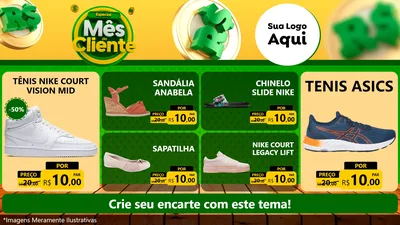 Modelo de TV para TV Horizontal com o tema Especial Mês do Cliente para Calçados