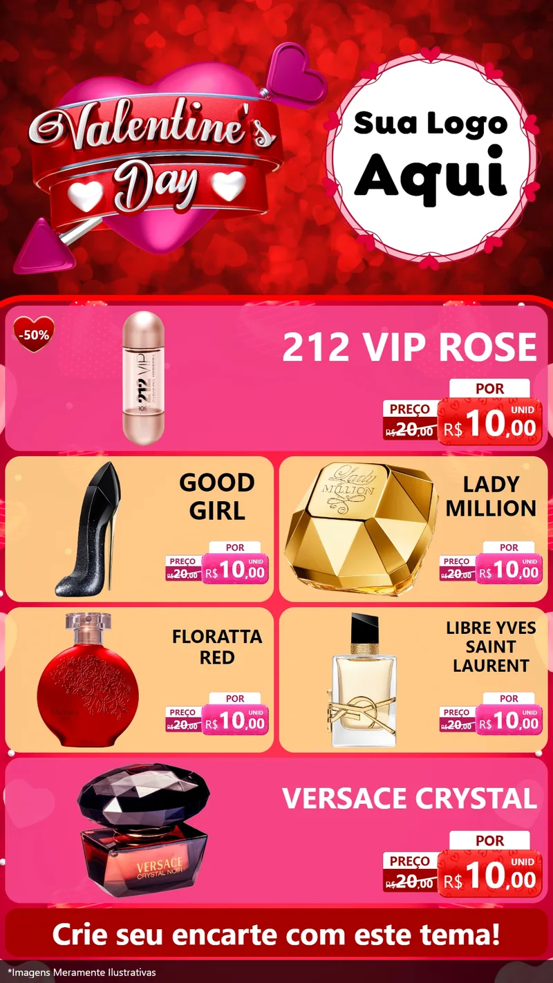 Modelo de TV para TV Vertical com o tema Valentine's Day para Perfumes