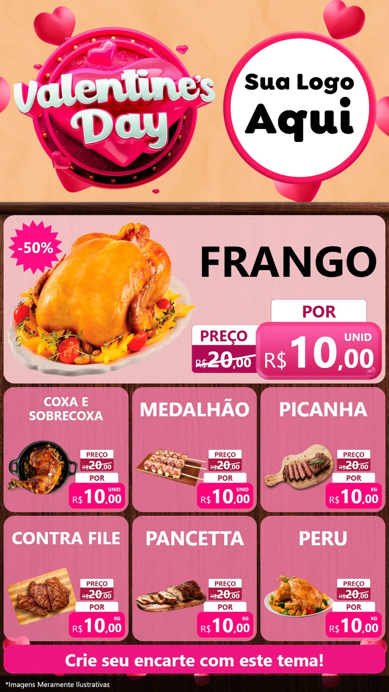 Modelo de Rede Social para Stories com o tema Valentine's Day para Assados