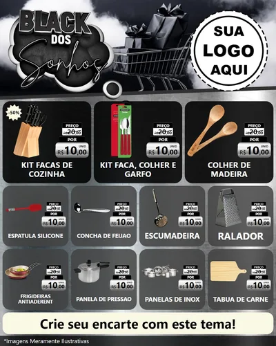 Modelo de Rede Social para Feed Instagram com o tema Black dos Sonhos para Utilidades Domésticas