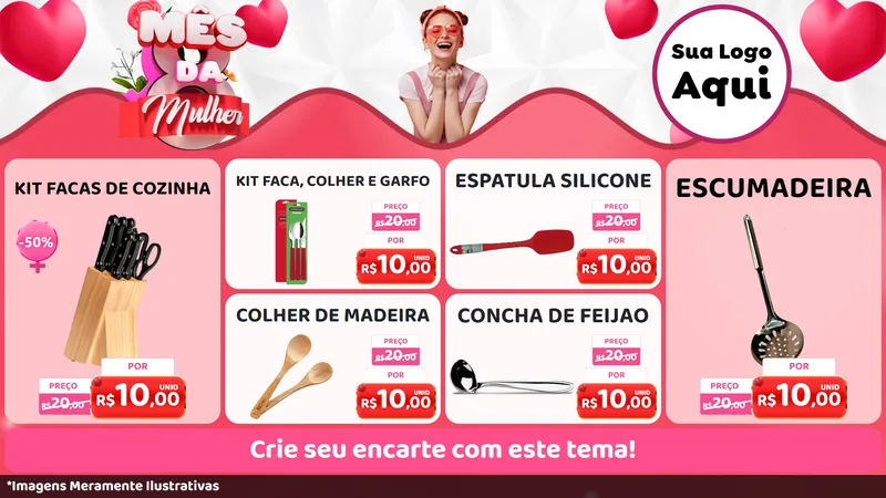 Modelo de TV para TV Horizontal com o tema Mês da Mulher para Utilidades Domésticas