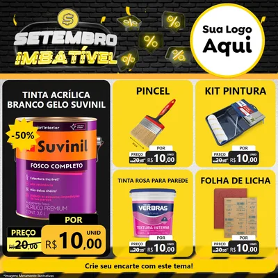 Modelo de Rede Social para Feed Facebook com o tema Setembro Imbatível para Tintas e Ferramentas