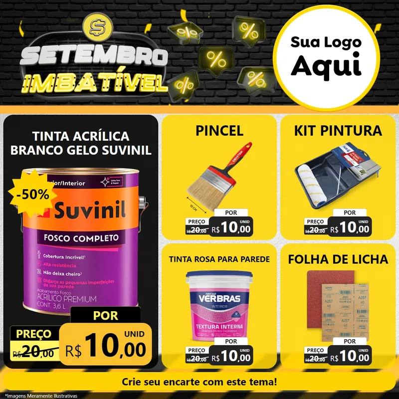 Modelo de Rede Social para Feed Facebook com o tema Setembro Imbatível para Tintas e Ferramentas