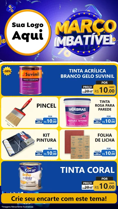 Modelo de TV para TV Vertical com o tema Março Imbatível para Tintas e Ferramentas