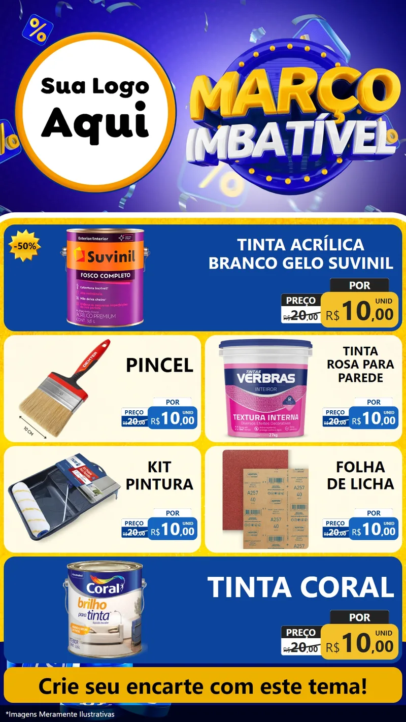 Modelo de TV para TV Vertical com o tema Março Imbatível para Tintas e Ferramentas