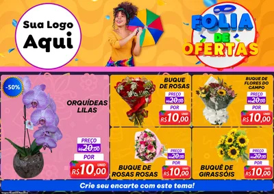 Modelo de Encarte para Encarte A4 Horizontal com o tema Folia de Ofertas para Floricultura e jardim