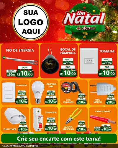 Modelo de Rede Social para Feed Instagram com o tema Um Natal de Ofertas para Materiais Elétricos