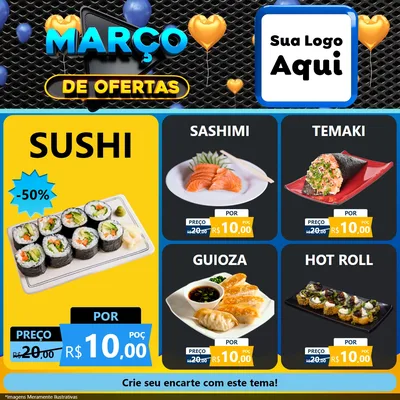 Modelo de Rede Social para Feed Facebook com o tema Março de Ofertas para Comida japonesa