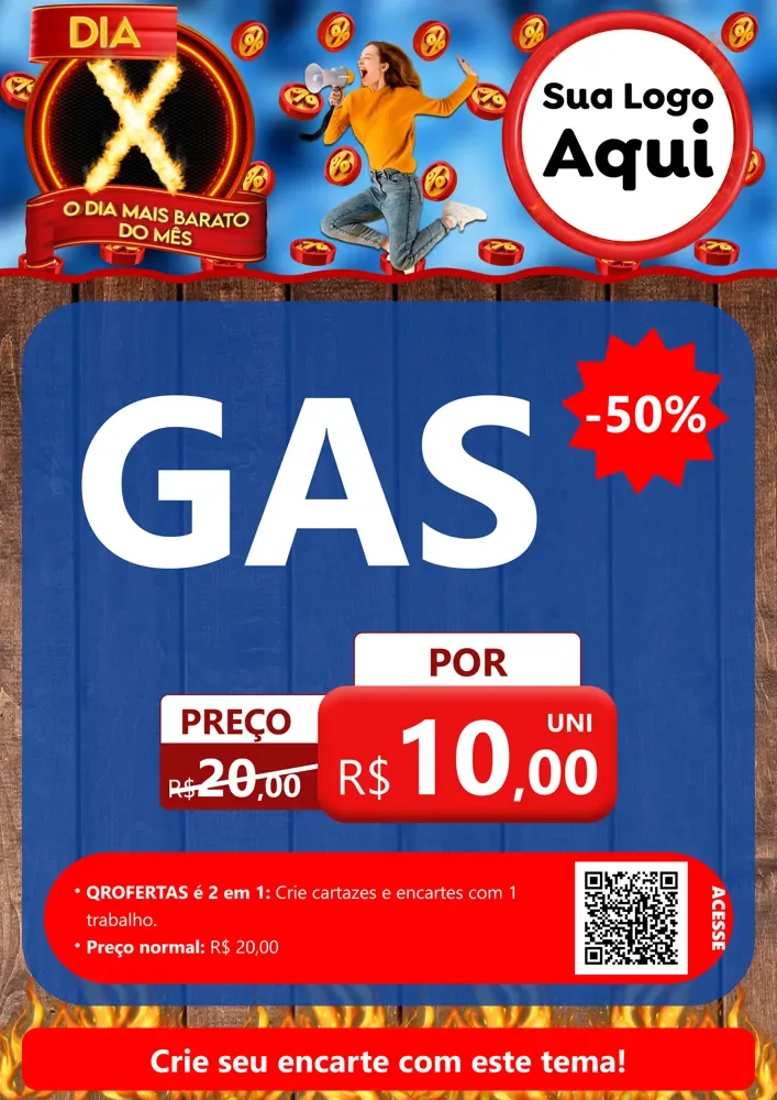 Modelo de Cartaz para Cartaz A4 Vertical com o tema Dia X - O Dia Mais Barato Do Mês para Água e gás