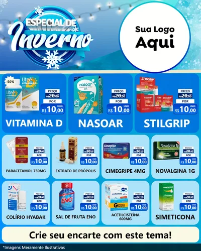 Modelo de Rede Social para Feed Instagram com o tema Especial de Inverno para Farmácia