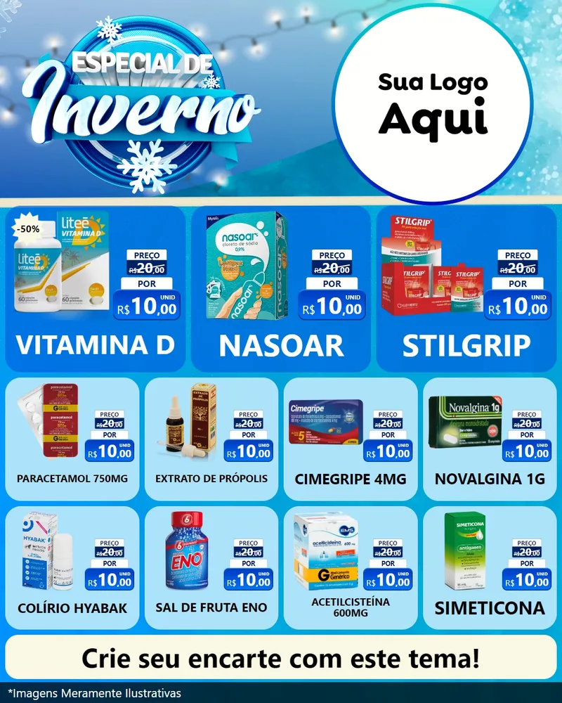 Modelo de Rede Social para Feed Instagram com o tema Especial de Inverno para Farmácia